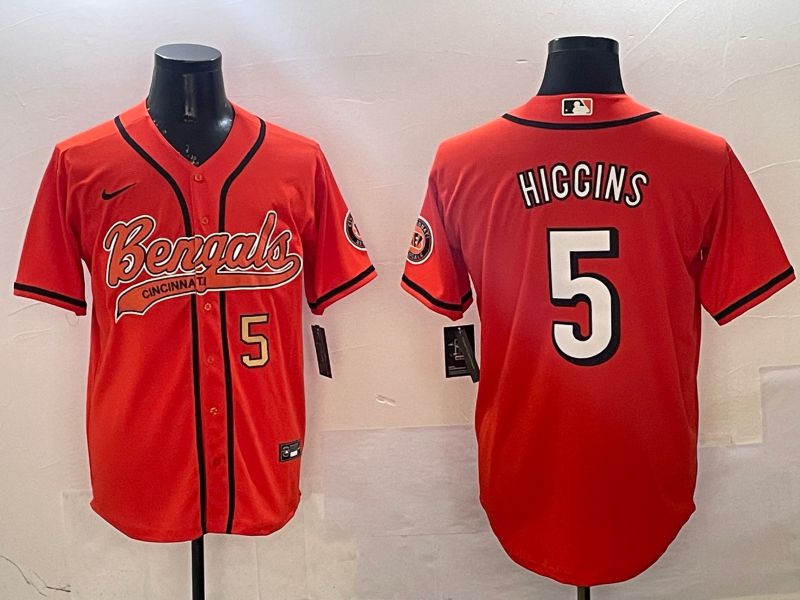 Men Cincinnati Bengals #5 Hiccins Orange Joint Name 2025 Nike Limited NFL Jersey style 2->cincinnati bengals->NFL Jersey